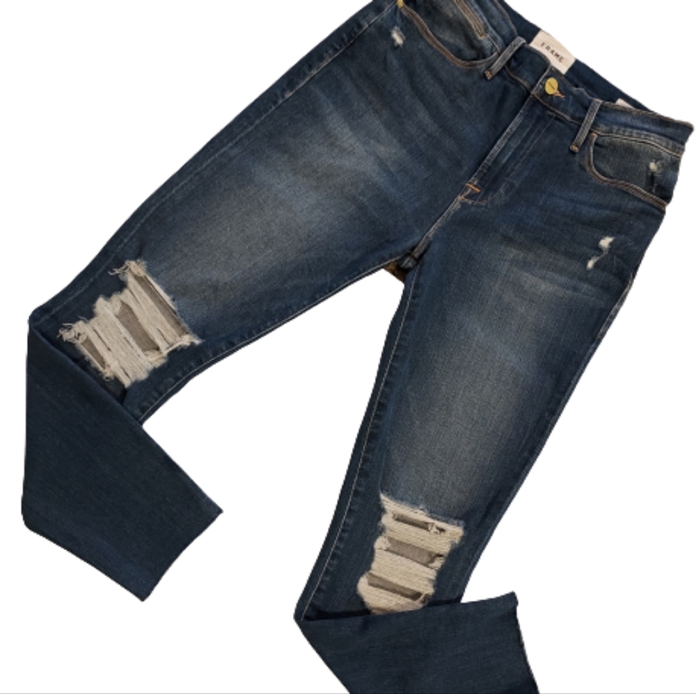 Frame Le High Skinny Crop Denim Dark Wash Jeans Size 28 Gaby